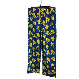 POKEMON PIkachu Sleep Pants NEW Unisex Blue Yellow Pockets Pull-on Size S/M
